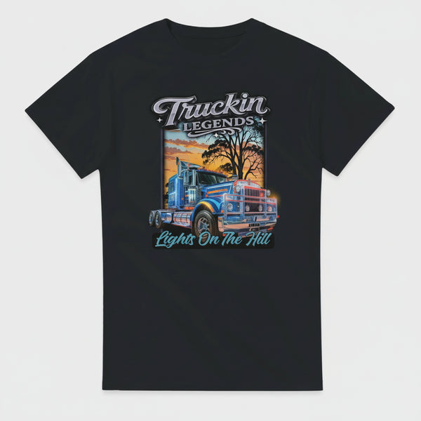Truckin Legends Kenworth - Heavyweight Unisex Crewneck T-shirt | Gildan® 5000 Black