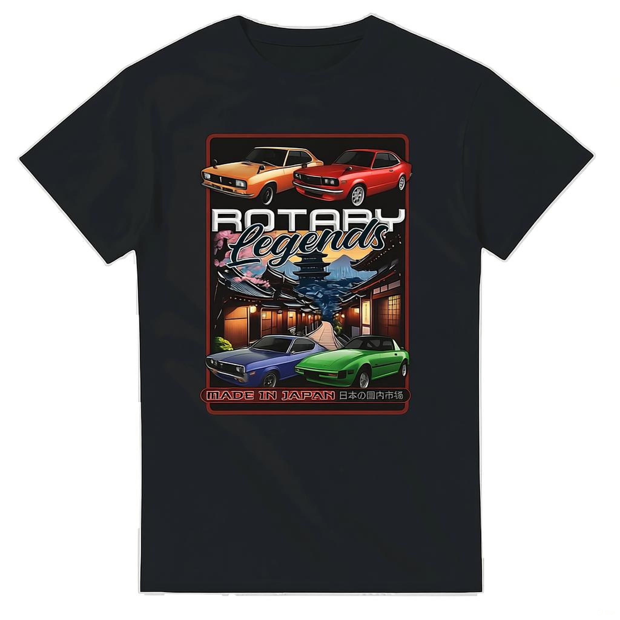 Legends Garage - Rotary RX4 RX3 RX2 RX7 Heavyweight Unisex Crewneck T-shirt | Gildan® 5000 Black