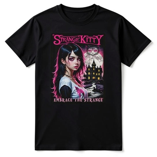 Strange Kitty - Heavyweight Unisex Crewneck T-shirt | Gildan® 5000 Black